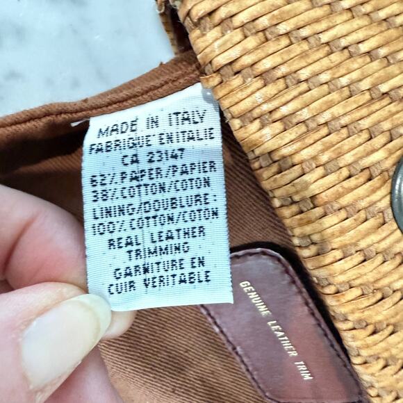 Talbots Italian Woven Straw Tote Bag w/ Leather Trim Made in Italy - Picture 5 of 10